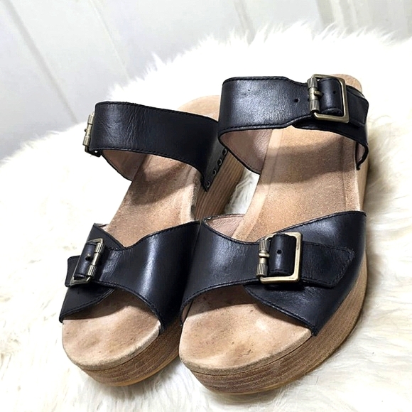 Dansko Selma Black Leather Platform Sandal. Women's Size 40or US 9🌴 - Picture 2 of 8
